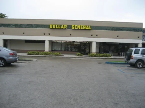 Dollar General storefront across a paved parking area